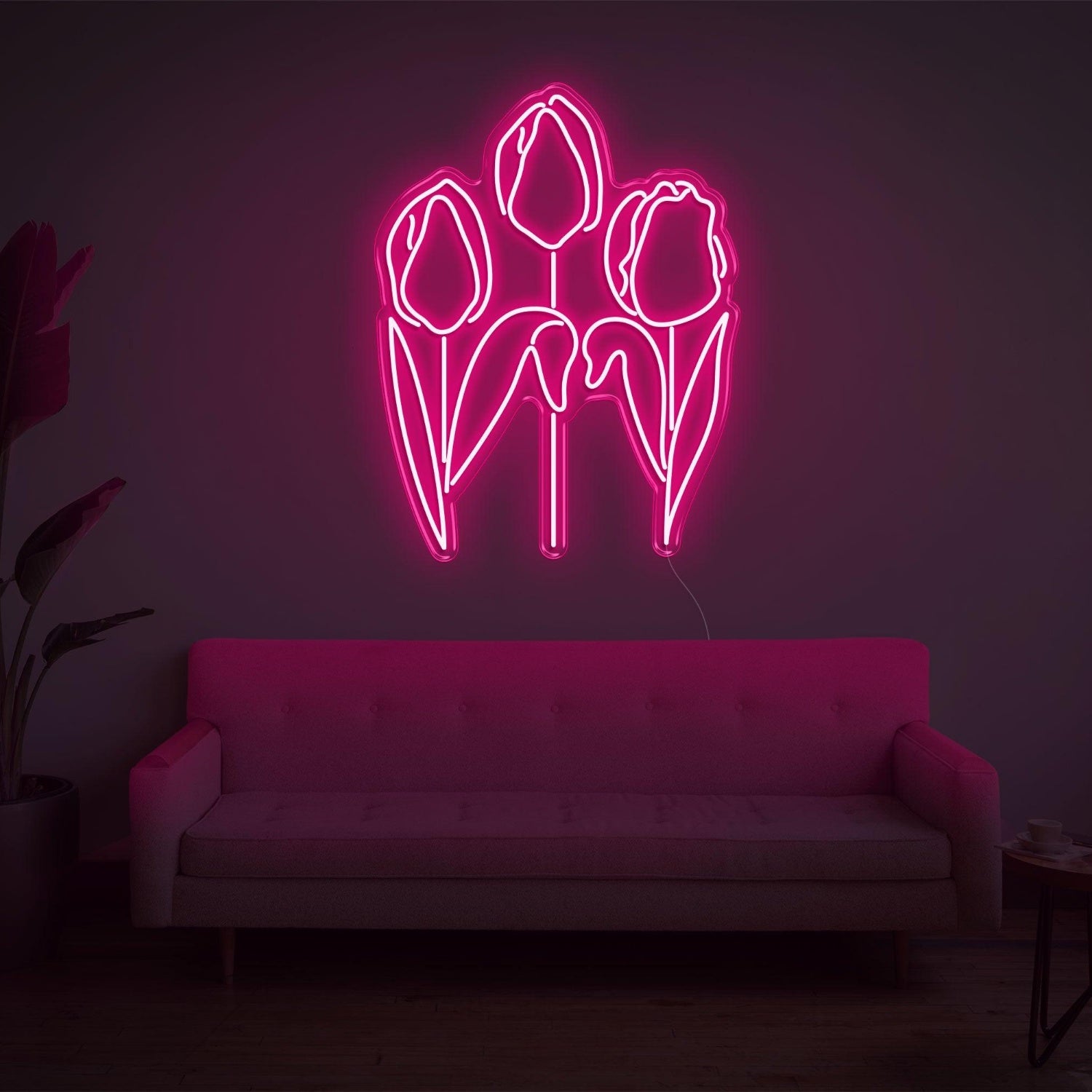 Tulip Trio Bright Green Led Neon Sign For Modern Indoor Wall Decor | Shineneon