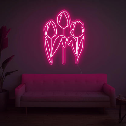 Tulip Trio Bright Green Led Neon Sign For Modern Indoor Wall Decor | Shineneon
