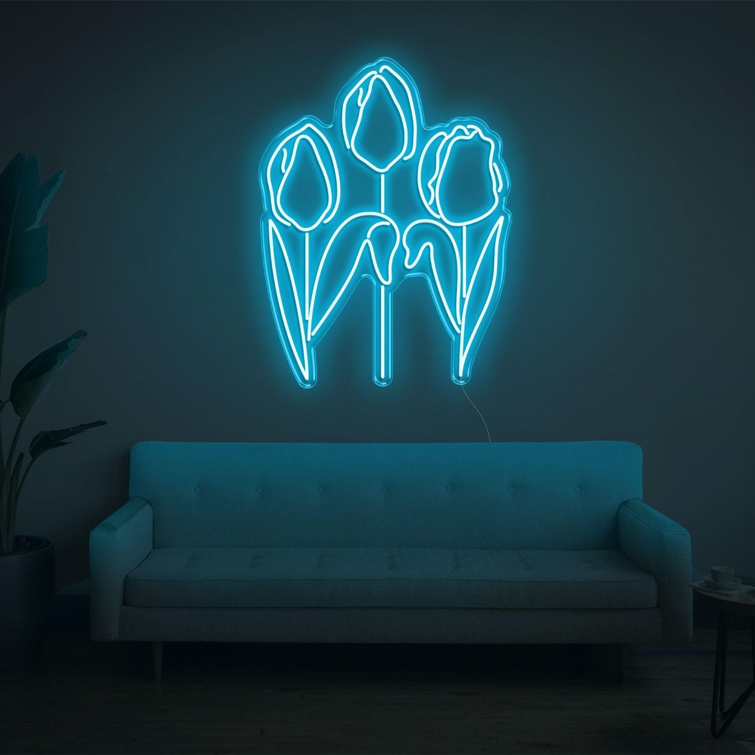 Tulip Trio Bright Green Led Neon Sign For Modern Indoor Wall Decor | Shineneon