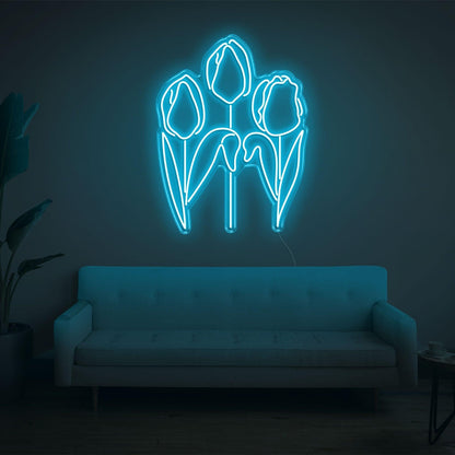 Tulip Trio Bright Green Led Neon Sign For Modern Indoor Wall Decor | Shineneon