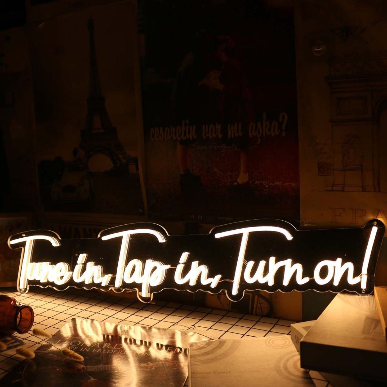Tune In Tap In Turn On Yellow Led Neon Sign - Shineneon