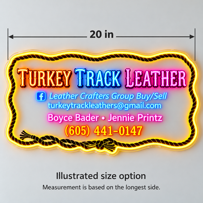 Turkey Track Leather Custom LED Neon Sign | bcf1ba7dc4d5b4d2f022b29cc83b680154b4eb10566f187beac3d50218d80a1d | dimensions