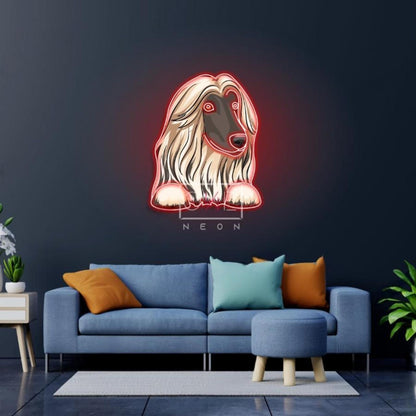 Turquoise Afghan Hound Peeking Led Neon Sign Modern Home Decor Art | Shineneon