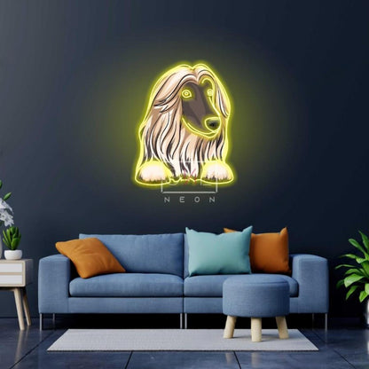 Turquoise Afghan Hound Peeking Led Neon Sign Modern Home Decor Art | Shineneon