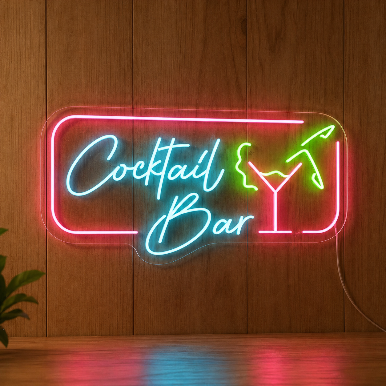 Turquoise Cocktail Bar Wall Decor LED Neon Sign main product image