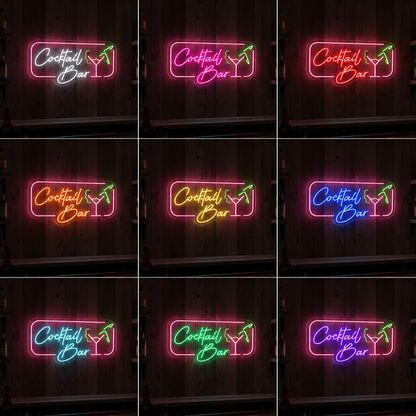 Turquoise Cocktail Bar Wall Decor LED Neon Sign color grid