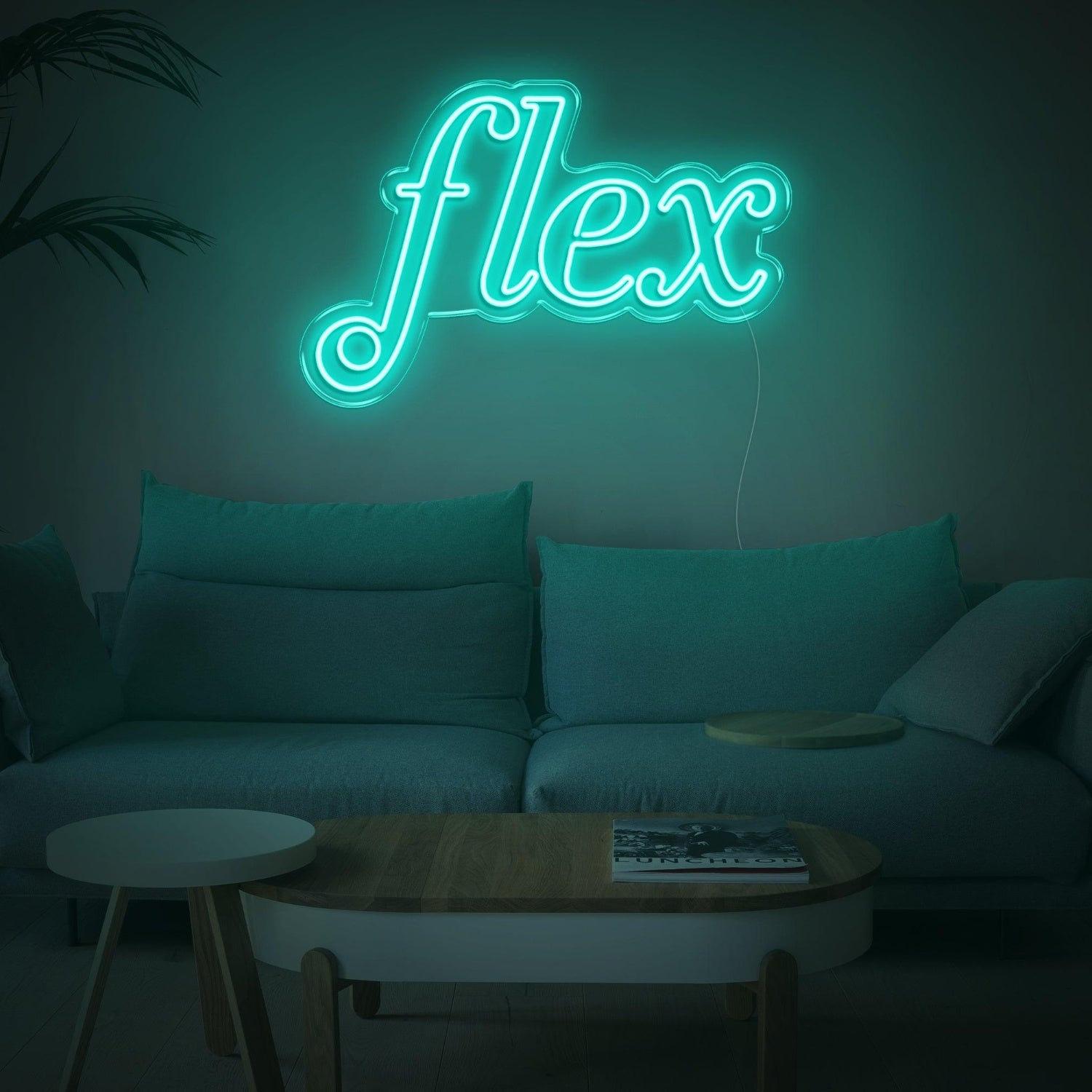 Turquoise Flex Curvy Font Led Neon Sign For Home Living Room Wall Decor | Shineneon