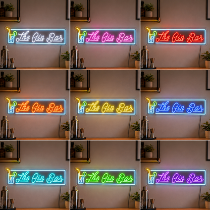 Turquoise Gin Wall Decor LED Neon Sign color grid