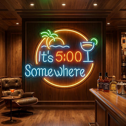 Turquoise Happy Hour Wall Decor LED Neon Sign main product image