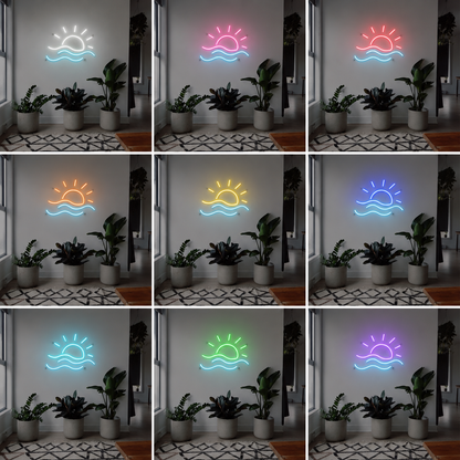 Turquoise Living Room Wall Art LED Neon Sign color grid