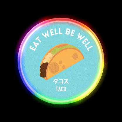 Turquoise Taco Mexican Japanese Junk Food Snack Food Led Neon Sign Rgb Color - LED neon sign close-up detail