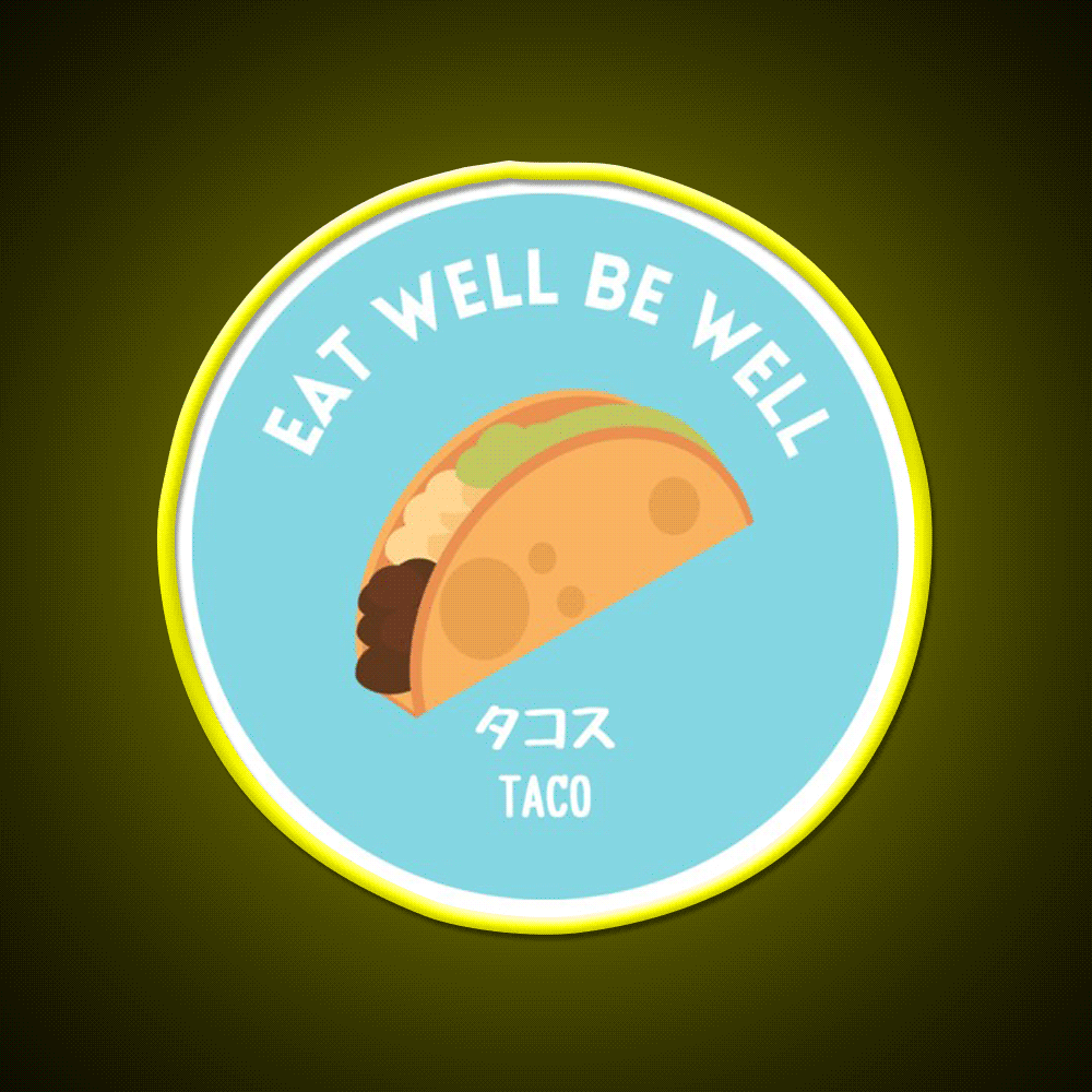 Turquoise Taco Mexican Japanese Junk Food Snack Food Led Neon Sign Rgb Color - Custom LED neon sign front view