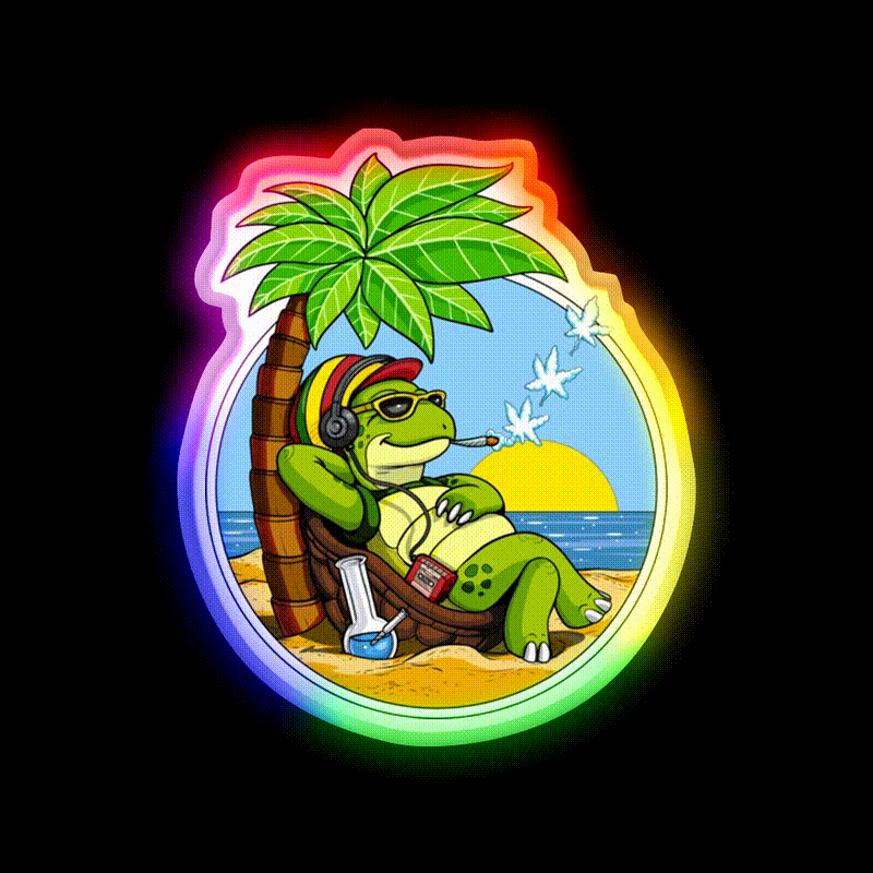 Turtle Weed Hemp Inspired Green Leaf Led Neon Sign Rgb Color - LED neon sign close-up detail