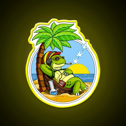 Turtle Weed Hemp Inspired Green Leaf Led Neon Sign Rgb Color - Custom LED neon sign front view