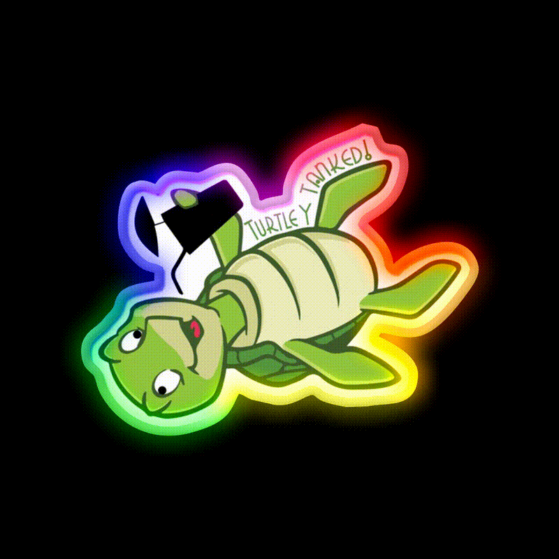 Turtley Tanked Party Drink Tequila Led Neon Sign Rgb Color - LED neon sign close-up detail
