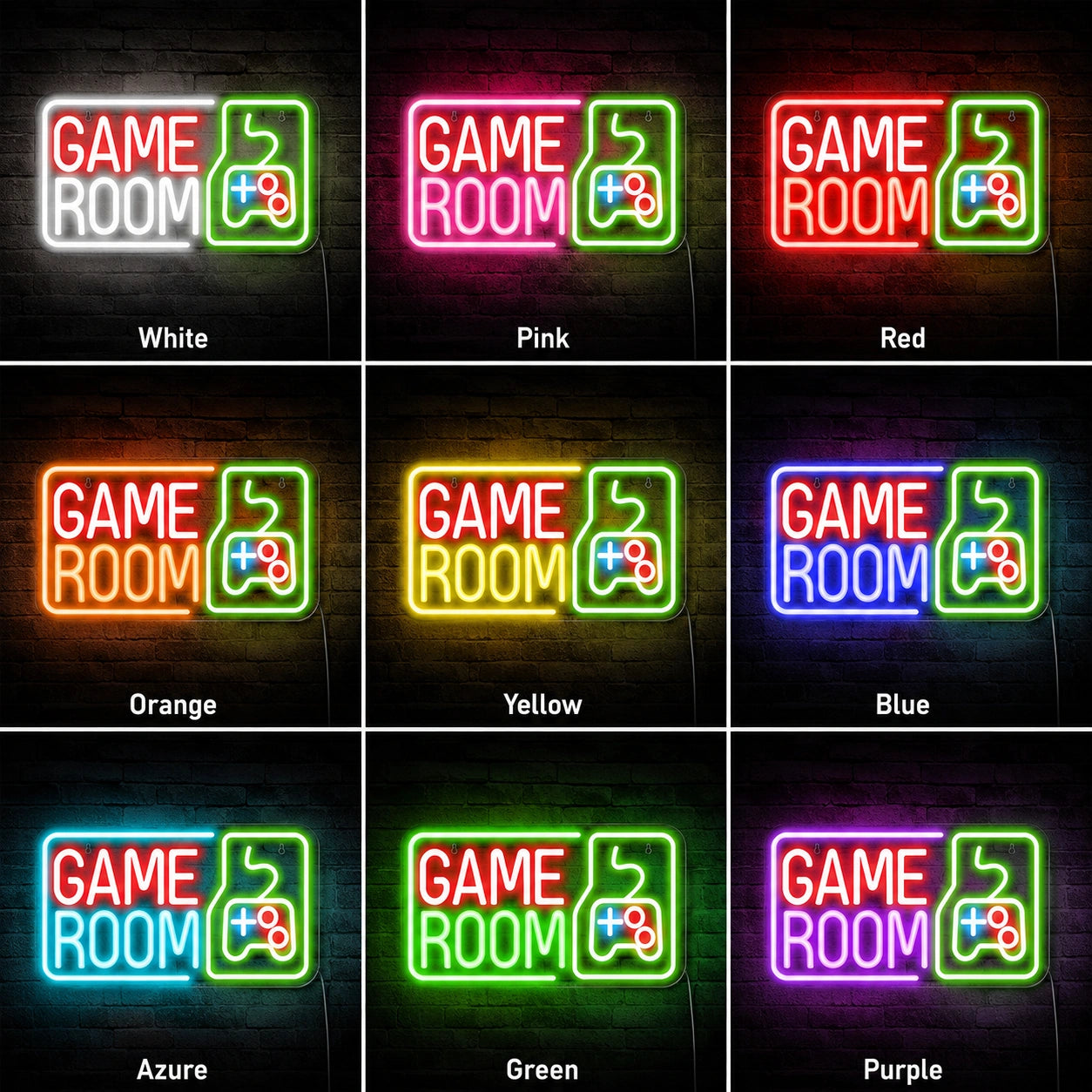 Twin Controller Game Room Neon Sign LED Neon Sign color grid
