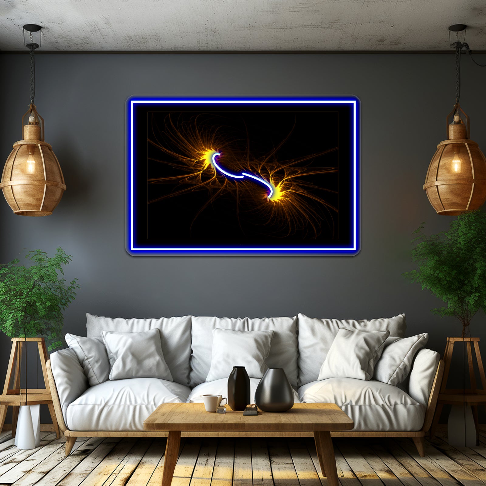 Twin Flames Fractal Art Wall Artwork Neon Signs | Shineneon