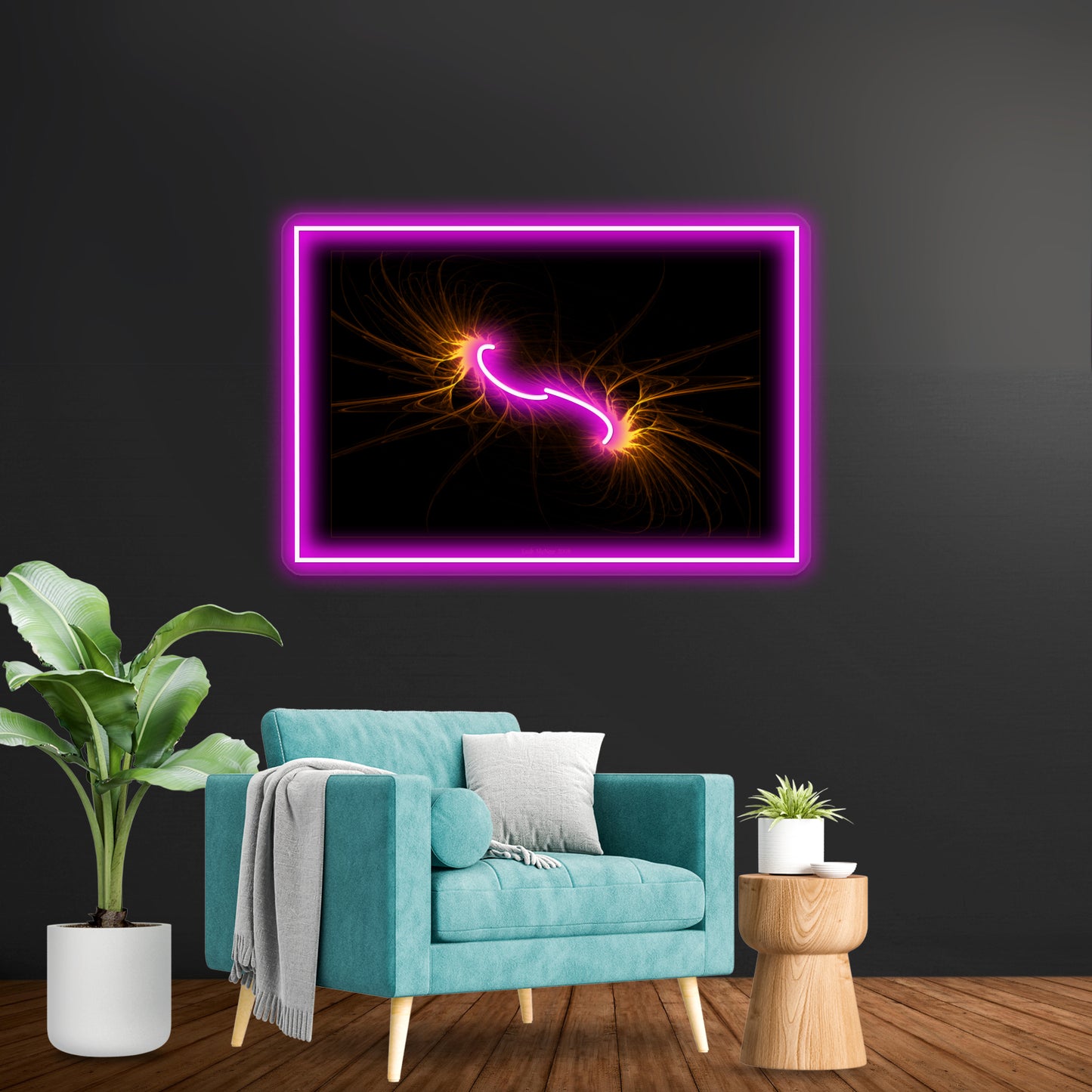 Twin Flames Fractal Art Wall Artwork Neon Signs