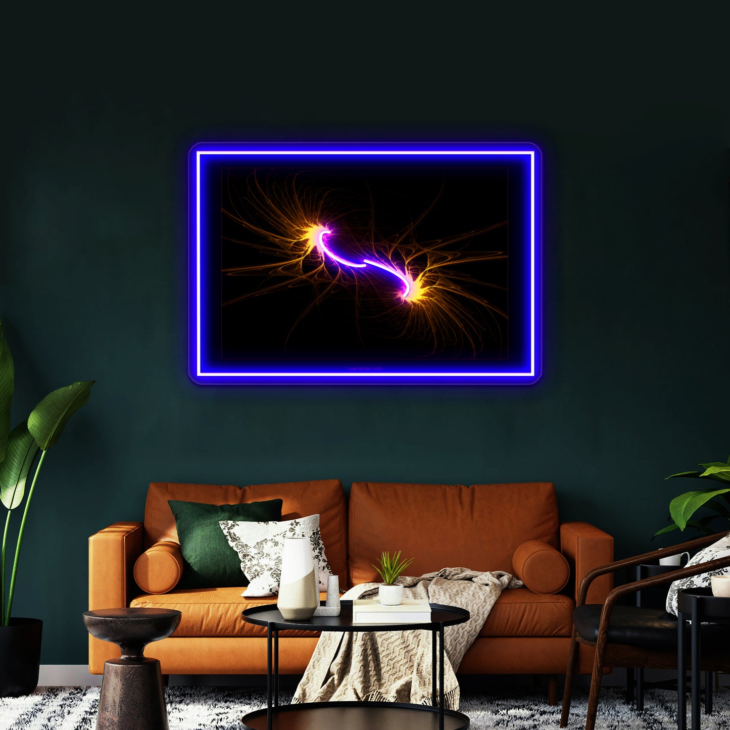 Twin Flames Fractal Art Wall Artwork Neon Signs