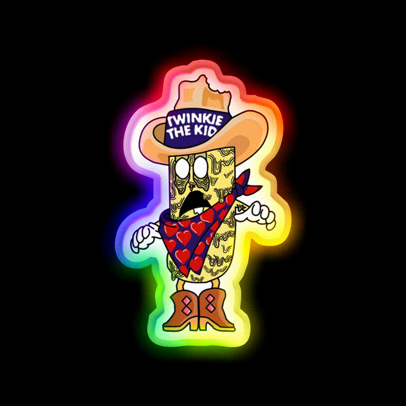 Twinkie The Kid Zombified Hostess Mascot Snack Food Led Neon Sign Rgb Color - LED neon sign close-up detail
