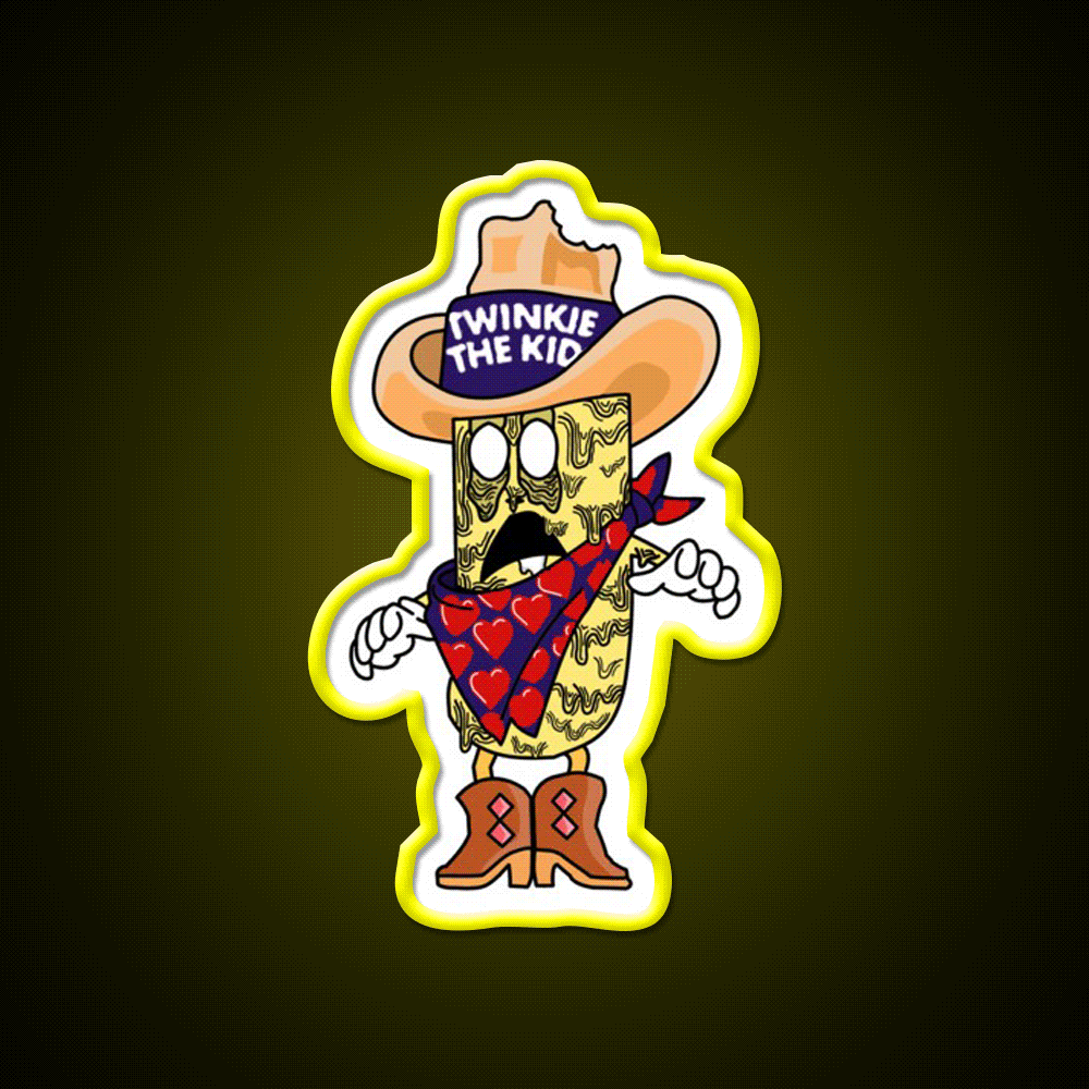 Twinkie The Kid Zombified Hostess Mascot Snack Food Led Neon Sign Rgb Color - Custom LED neon sign front view