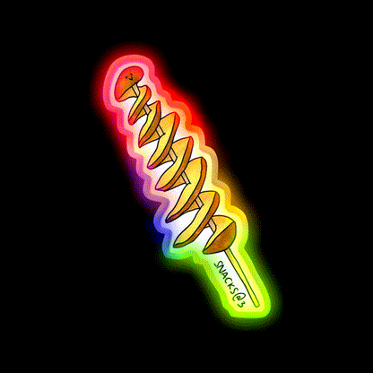 Twisting Tornado Potato Snack Food Led Neon Sign Rgb Color - LED neon sign close-up detail