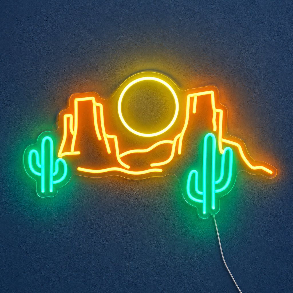 Two Cactus Desert Sun LED Neon Sign - Shineneon