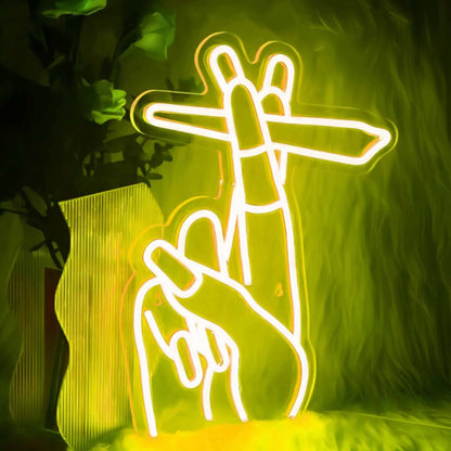 Two Fingers Holding Cigarette Led Neon Signs | Shineneon