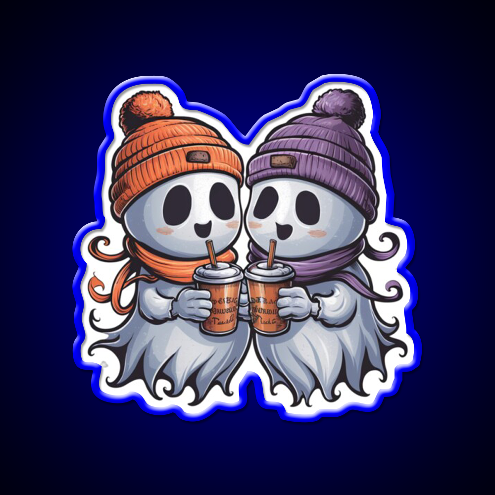 Two Ghosts White Coffee Cafe Led Neon Sign Espresso Bar Art Rgb Color