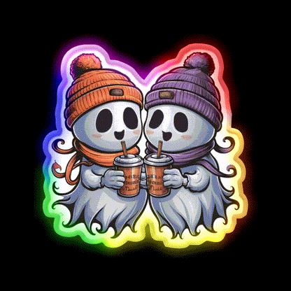 Two Ghosts White Coffee Cafe Led Neon Sign Espresso Bar Art Rgb Color