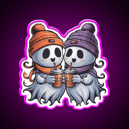 Two Ghosts White Coffee Cafe Led Neon Sign Espresso Bar Art Rgb Color