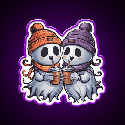 Two Ghosts White Coffee Cafe Led Neon Sign Espresso Bar Art Rgb Color