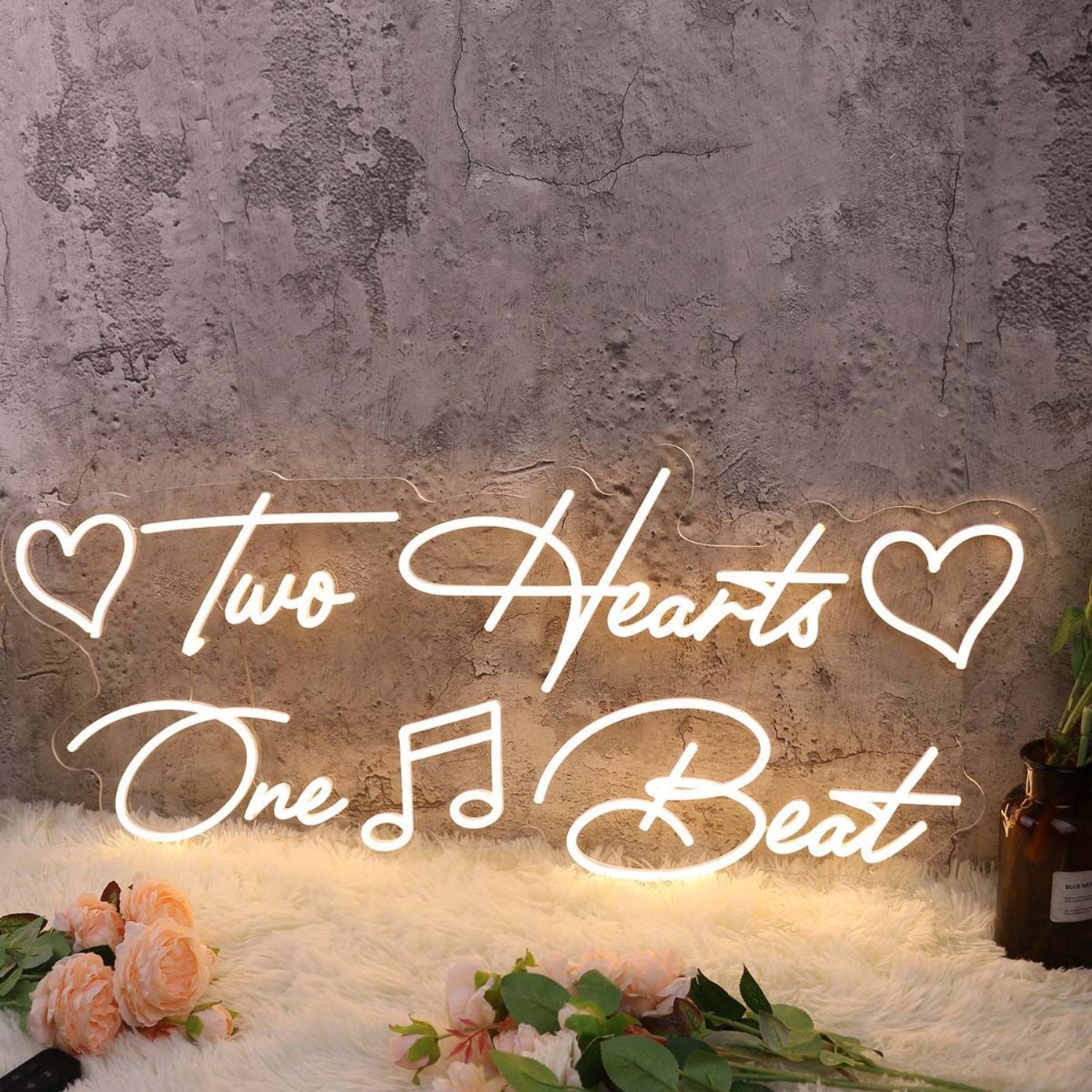 Two Hearts One Beat Yellow Led Neon Sign - Shineneon