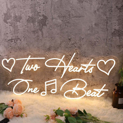 Two Hearts One Beat Yellow Led Neon Sign - Shineneon