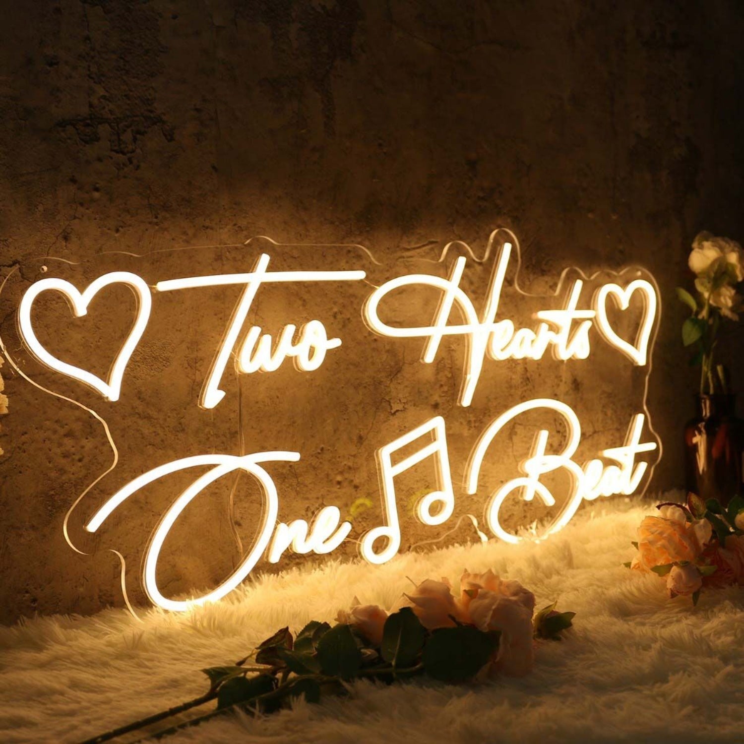 Two Hearts One Beat Yellow Led Neon Sign - Shineneon