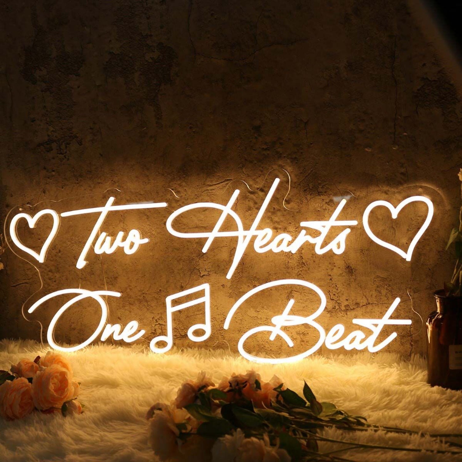 Two Hearts One Beat Yellow Led Neon Sign - Shineneon