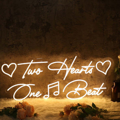 Two Hearts One Beat Yellow Led Neon Sign - Shineneon