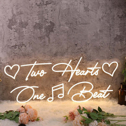 Two Hearts One Beat Yellow Led Neon Sign - Shineneon