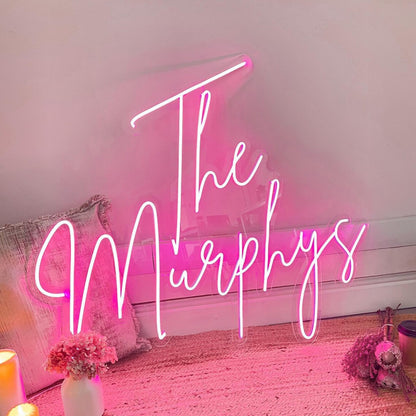 Two Lines Wedding Led Neon Sign With Your Family Name | Shineneon