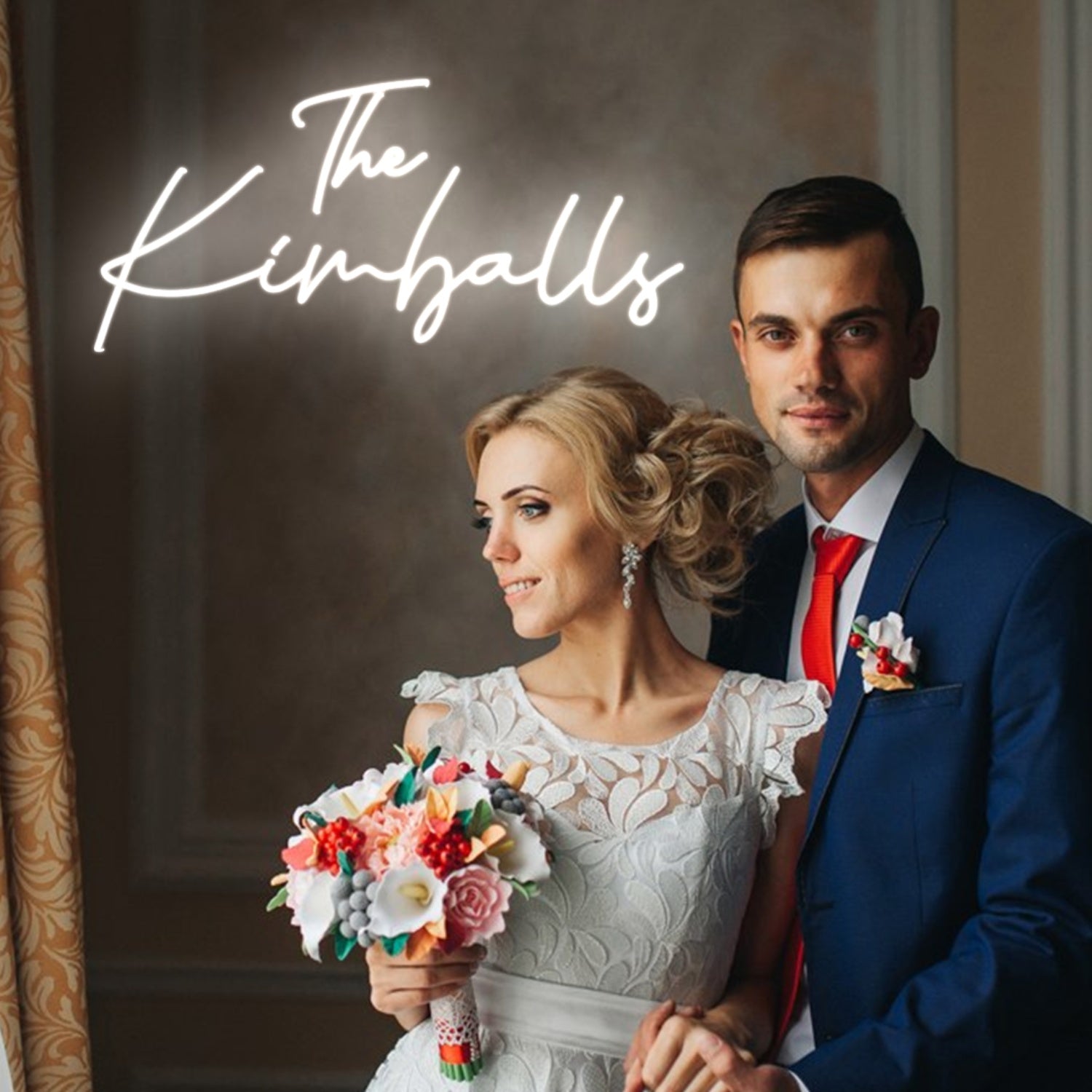 Two Lines Wedding Led Neon Sign With Your Family Name | Shineneon