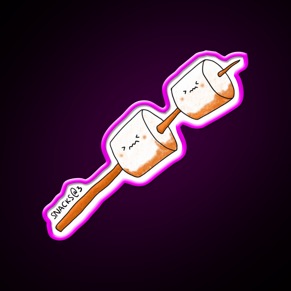 Two Marshmallows On Stick Snack Food Led Neon Sign Rgb Color - Shineneon