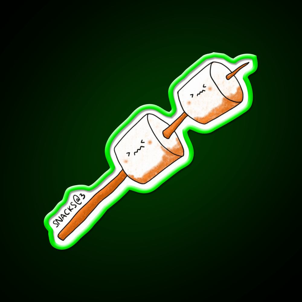 Two Marshmallows On Stick Snack Food Led Neon Sign Rgb Color - Shineneon