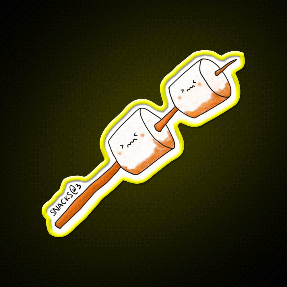 Two Marshmallows On Stick Snack Food Led Neon Sign Rgb Color - Custom LED neon sign front view