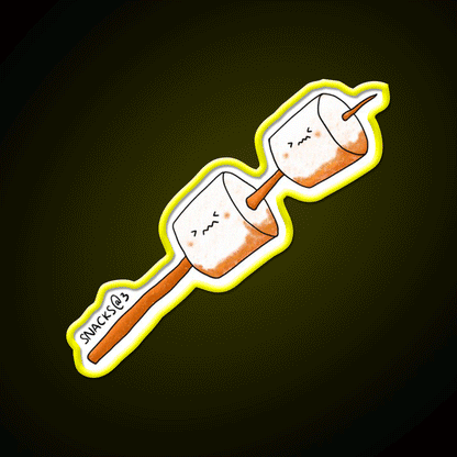 Two Marshmallows On Stick Snack Food Led Neon Sign Rgb Color - Custom LED neon sign front view