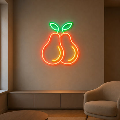 Two Pears With Leaves LED Neon Sign color grid