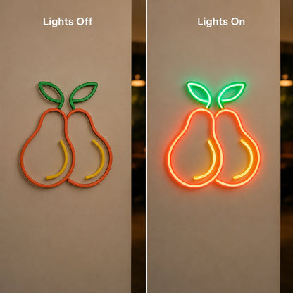 Two Pears With Leaves LED Neon Sign main product image