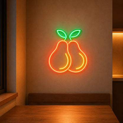 Two Pears With Leaves LED Neon Sign - Shineneon