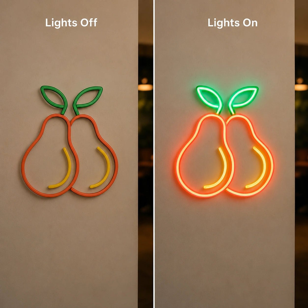 Two Pears With Leaves LED Neon Sign - Shineneon