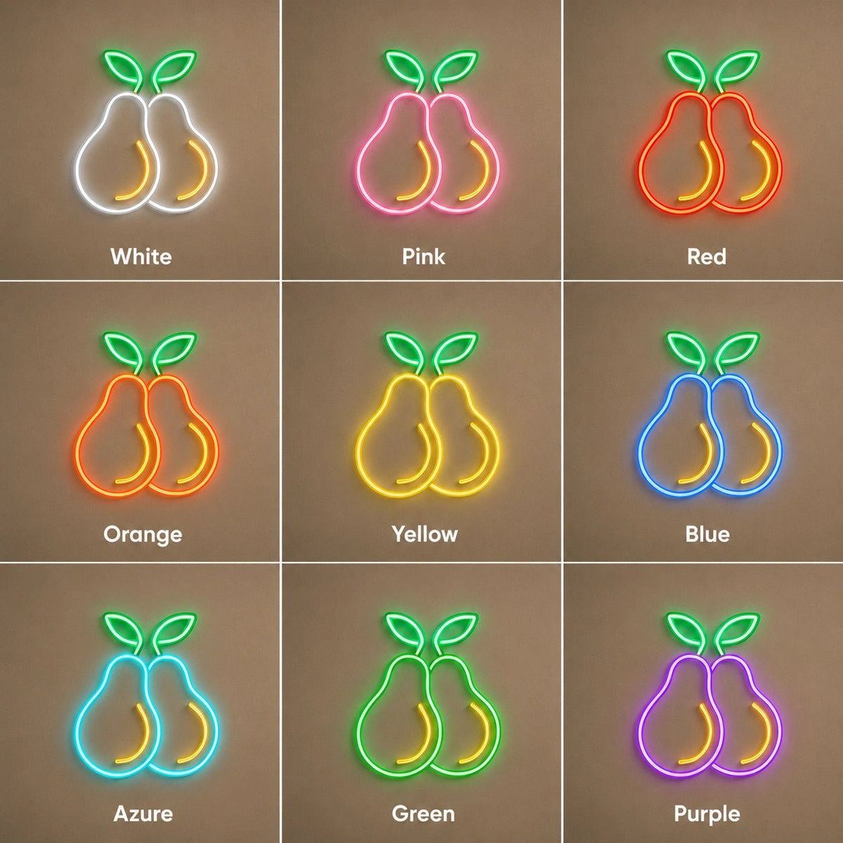 Two Pears With Leaves LED Neon Sign - Shineneon