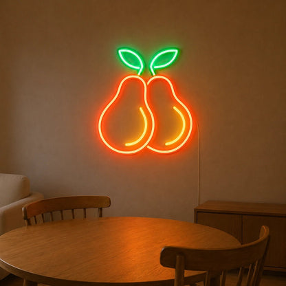 Two Pears With Leaves LED Neon Sign - Shineneon